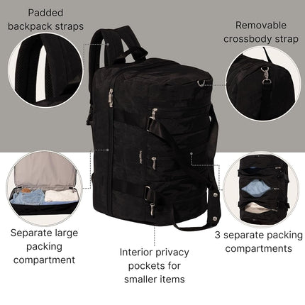 Baggallini Multizip Convertible Duffel, Black, One Size