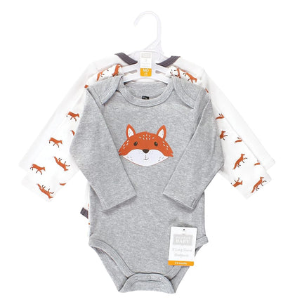 Lot de 3 bodys à manches longues en coton pour bébés garçons Hudson Baby, petit renard, 6-9 mois