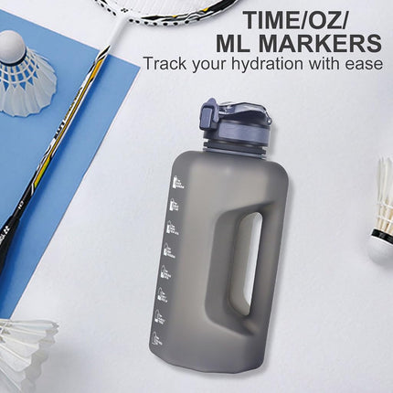 GEMFUL 2.2L Large Water Bottle with Straw Leakproof Bottle with Time (Grey)
