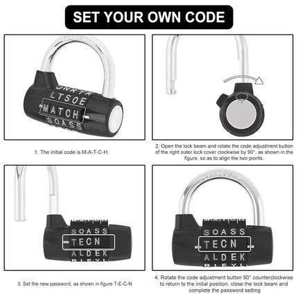 5 Letter Word Lock Combination Locks,Black