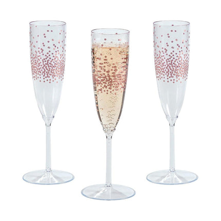 Fun Express Premium Rose Gold Dotted Champagne Flutes (set of 25) Wedding Party Supplies