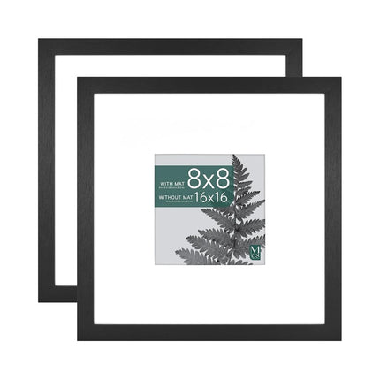 Lot de 2 cadres MCS Studio Gallery 40,6 x 40,6 cm avec passe-partout 20,3 x 20,3 cm, grain de bois noir