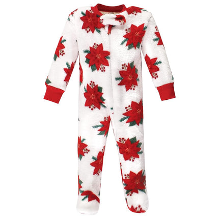 Hudson Baby Unisex Baby Plush Sleep and Play, Poinsettia, 0-3 Months, Poinsettia, 0-3 Months
