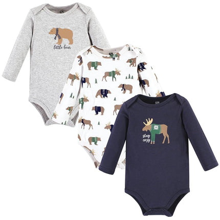 Hudson Baby Unisex Baby Cotton Long-Sleeve Bodysuits, Moose Bear Sweater, 3-6 Months, Moose Bear Sweater, 3-6 Months