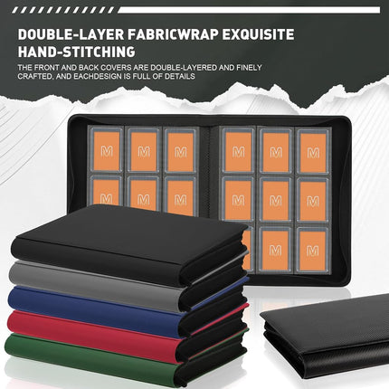 Toploader Binder,Trading Card Binder Storage Hold up 288 Cards 9-Pocket Top Loader Binder with Sleeves for 3"x4" Rigid Toploaders Hard Cases (9Carbon Fiber Black)