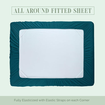 Elegant Comfort 4-Piece Bed Sheet Set - Luxury Bedding 1500 Premium Hotel Quality Microfiber, All Around Elastic 18-24 Inches Deep Fitted Sheet- Extra Deep Pocket Sheets, King, Marine Teal