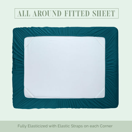 Elegant Comfort 4-Piece Bed Sheet Set - Luxury Bedding 1500 Premium Hotel Quality Microfiber, All Around Elastic 18-24 Inches Deep Fitted Sheet- Extra Deep Pocket Sheets, King, Marine Teal