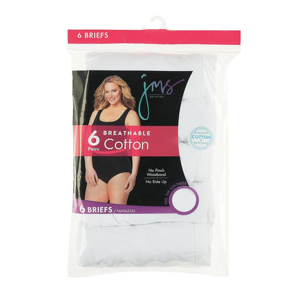 JUST MY SIZE Women's JMS Cool Comfort Cotton Brief 6-Pack, White, 4X-Large