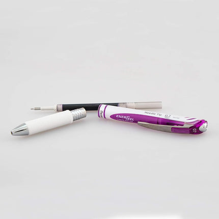 Pentel EnerGel Pearl Deluxe RTX Retractable Gel Pen, 0.7mm Needle Tip, 2 Pack, Violet Ink (BLN77WBP2V)