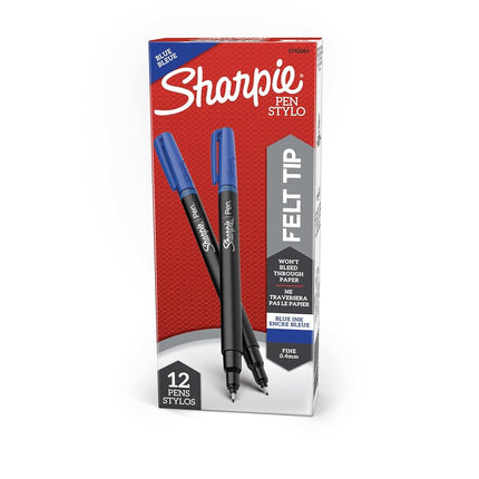 Sharpie Pens, Fine Point, Blue, 12-Count