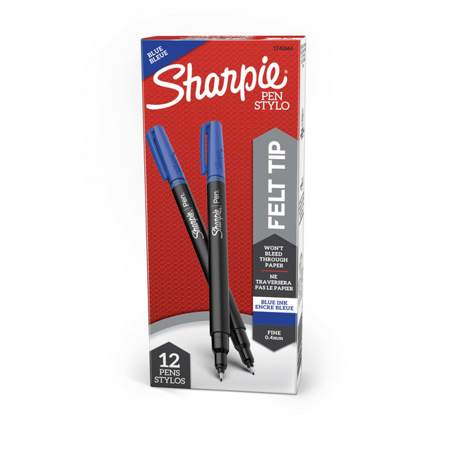 Sharpie Pens, Fine Point, Blue, 12-Count