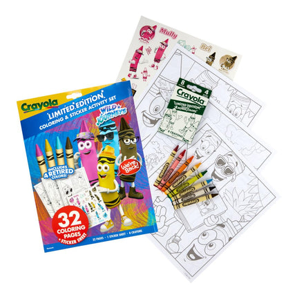 Crayola Set para colorear y actividades de colores retirados, crayones y calcomanías retirados, 32 páginas, regalo para niños de 3 años en adelante