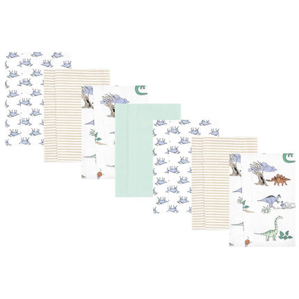 Lot de 7 langes en flanelle de coton Hudson Baby unisexe pour bébé, motif dinosaures, taille unique