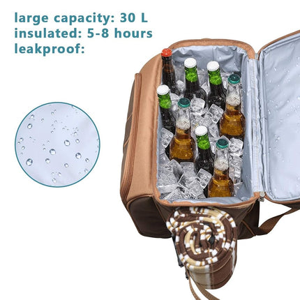 Hap Tim Picnic Basket Backpack for 2 Person with Insulated Cooler Compartment, Wine Holder, Fleece Blanket, Cutlery Set,Perfect for Beach, Day Travel, Hiking, Camping,Lovers Gifts(AU-36083)