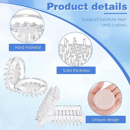 Queekay 18 Pieces Carpet Protector Spiked Plastic Caster Cups Round and Square Comfortable Touch Caster Cup Spiked Furniture Protector for Sofas, Tables, Chairs Offices Bookcases Other