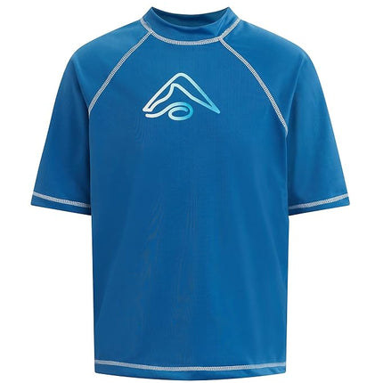 Kanu Surf Boys' Paradise UPF 50 Sun Protective Rash Guard Swim Shirt, Mileage Denim Blue, 8