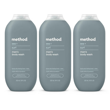 Method Men, Sea + Surf Body Wash, 18oz, 3 Packs, Packaging May Vary