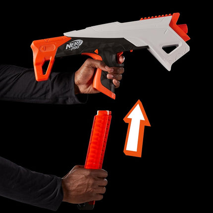 Nerf Pro Torrent Half Length Dart Blaster, 150 FPS, 15 Darts, Pump Action, Glasses, Ages 14+