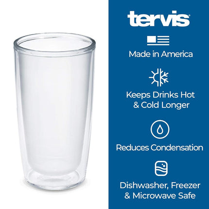 Tervis Crystal Clear Tabletop Made in USA Double Walled Insulated Tumbler Travel Cup Keeps Drinks Cold & Hot, 16oz - 4pk, Classic