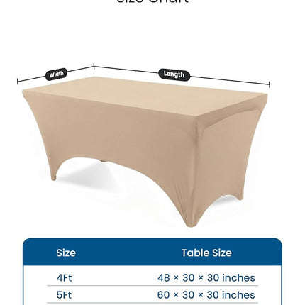 Nappe Utopia Kitchen en élasthanne, lot de 2 [2,4 m, champagne] Nappe rectangulaire extensible, ajustée, lavable et infroissable pour salons, mariages et fêtes [244 x 76 x 76 cm]