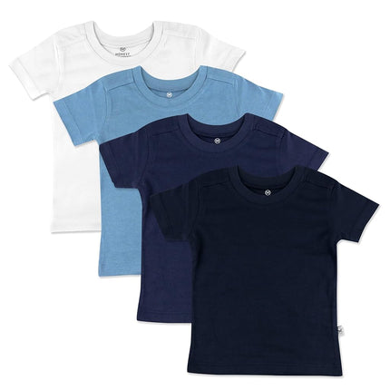 Camiseta de manga corta HonestBaby Multipack, 100% algodón orgánico, para bebés, niños pequeños, niños, niñas, unisex, Rainbow Gems Blues, 6 años