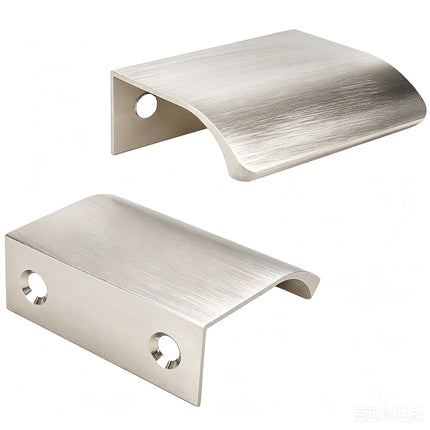 LC LICTOP Thick Curved Edge Pull Handles, 50mm/1.97" Edge Finger Tab Handle for Caibnets Drawer Closet Door Wardrobe Cupboard, 32mm/1.26" Hole Spacing, 10 Pcs Nickel Edge Pulls