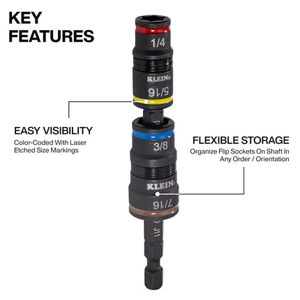 Klein Tools 5"-1 Impact Rated Flip Socket Set