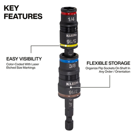 Klein Tools 5"-1 Impact Rated Flip Socket Set