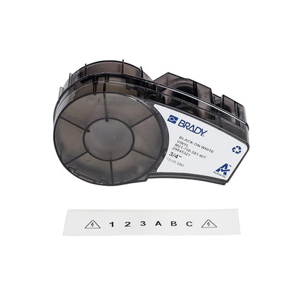 Brady Authentic (M21-750-581-WT) Repositionable Vinyl Labels for Equipment, Facility ID, Floor Marking, Lab, Lean/5S, Pipe/Valve, Black on White-Designed for M210, M210-LAB, M211 Printers, 0.75"Wx21'L