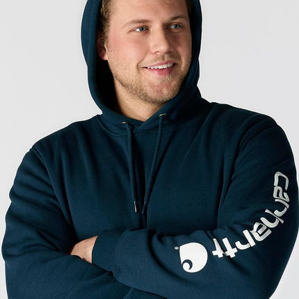 Carhartt Men's Loose Fit Midweight Logo Sleeve Graphic Sweatshirt, New Navy, M