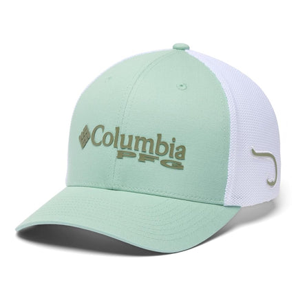 Casquette de baseball en maille PFG Columbia Sportswear, Jade brumeux/Blanc/Crochet, XXL