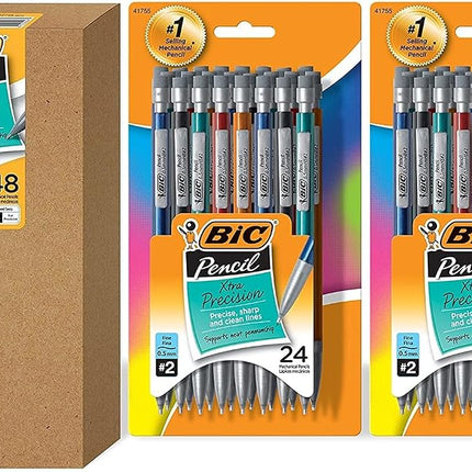 Bic Xtra-Precision Mechanical Pencil, Metallic Barrel, Fine Point (0.5mm), 48-Count