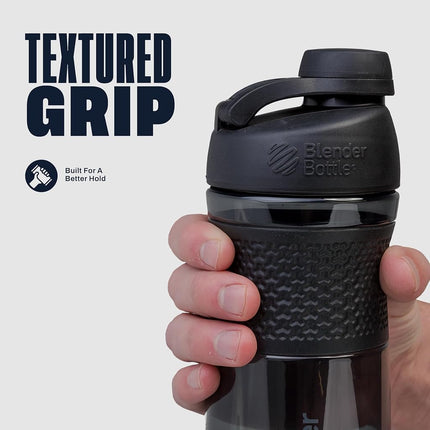 BlenderBottle Sportmixer | Vaso mezclador de proteínas | Vaso mezclador de dieta | Botella de agua | con BlenderBall | 820ml - negro/negro