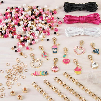 Make It Real Juicy Couture Pink and Precious Bracelets - DIY Charm Bracelet Making Kit with Beads - Gifts for Girls