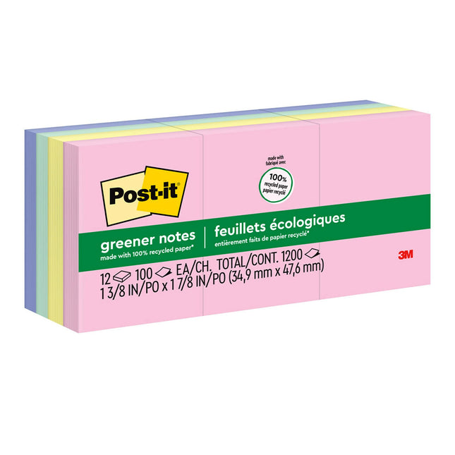 Post-it Greener Notes 653RPA Recycled Note Pads, 1