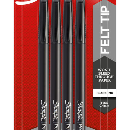 SHARPIE Wraps Pen, Fine Point, 4-Pack, Black (1924
