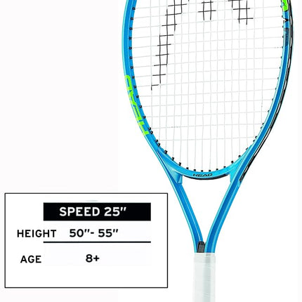 Head Speed Kids Tennis Racquet - Beginners Pre-Strung Head Light Balance Jr Racket, Frustration Free Packaging - 25 Inch, Blue