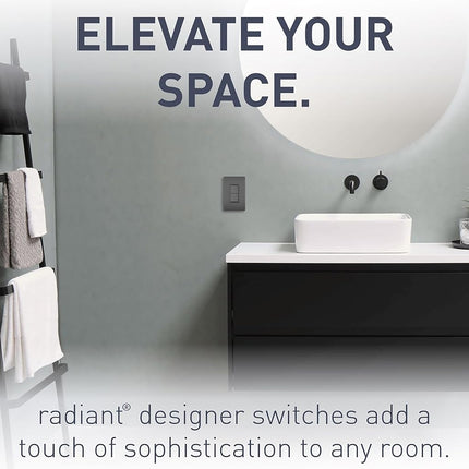 Legrand Radiant RCD11BKCC6 15 Amp Combination 2-in-1 Decorator Rocker Light Switch, Two Single Pole Switches, Black (1 Count)