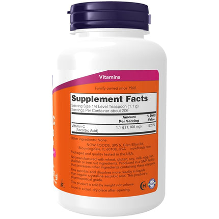 NOW Vitamin C Crystals Ascorbic Acid 100% Pure Powder, 8 Ounces
