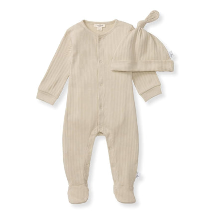 Burt's Bees Baby baby-boys Romper Jumpsuit, 100% Organic Cotton One-piece CoverallBaby and Toddler Layette Set, Fossil Sweet Rib, 6-9 Months