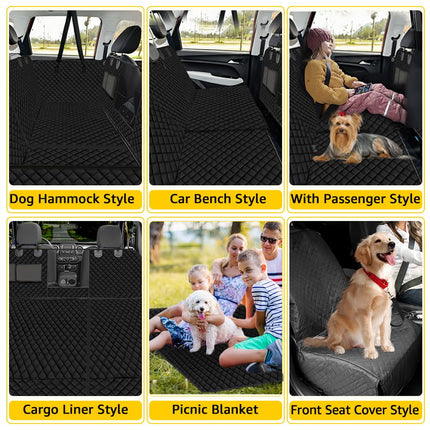 Vailge 6 in 1 Car Seat Cover for Back Seat, 60/40 Split, 100% Waterproof with Mesh Window, Scratch Prevent Anti-slip Dog Hammock, Large