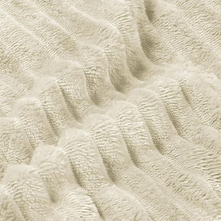 BEDELITE Fleece Blanket King Size – 3D Ribbed Jacquard Soft and Warm Decorative Fuzzy Blankets – Cozy, Fluffy, Plush Lightweight Throw Blankets for Couch, Bed, Sofa(Beige, 108x90 inches)
