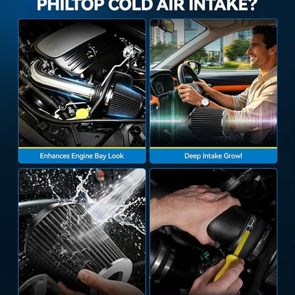PHILTOP 3" Cold Air Intake Kit Fit for 2007-2012 Nissan Altima 2.5L, Black