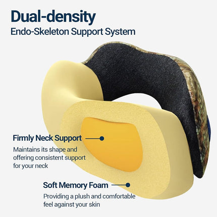 Travel Car Airplane Neck Pillow - Memory Foam Head Rest Support Traveling Essentials - Sleeping Neck Cushion Pillows for Adult Kids - Long Flight Air Accessories Gift for Women - A01 Mossy Oak