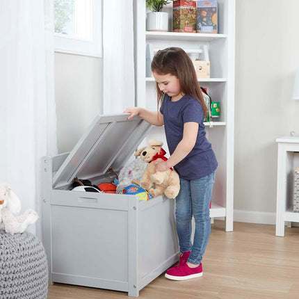 Melissa & Doug Wooden Toy Chest, Sturdy Wooden Chest, 2.3 Cubic Meters Storage, Easy to Assemble, Grey