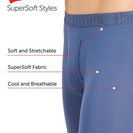 Hanes Men's Underwear Boxer Briefs & Trunks, Multi-Packs, Breathable Cool Lightweight, Viscose from Bamboo Supersoft, Black, M