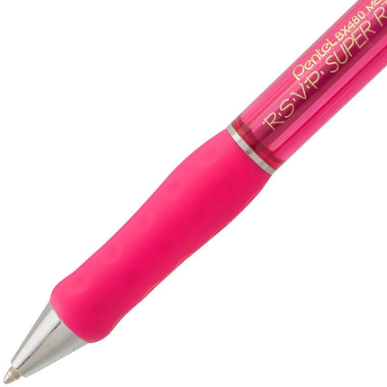 Pentel RSVP Super RT Ballpoint Pen, (1.0mm) Medium Line, Pink Ink, 2-Pk - BX480BP2P
