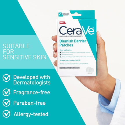 CeraVe Hydrocolloid Blemish Patches, Oil Absorbing Spot Control with Ceramides and Niacinamide, Allergy-Tested & Suitable For Sensitive Skin, Ultra-Thin & Blends Into All Skin Tones, 44ct