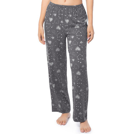 Fruit of the Loom womens Short Sleeve Tee and Pant 2 Piece Sleep Set, Charcoal/Hearts, S