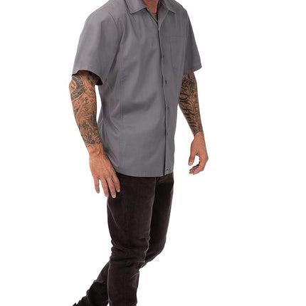 Chef Works Men's Cool Vent Cook Shirt, Gray, XXXXXL